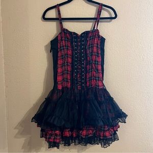Tripp NY Rare Plaid Tulle Coset Goth Dress Size M